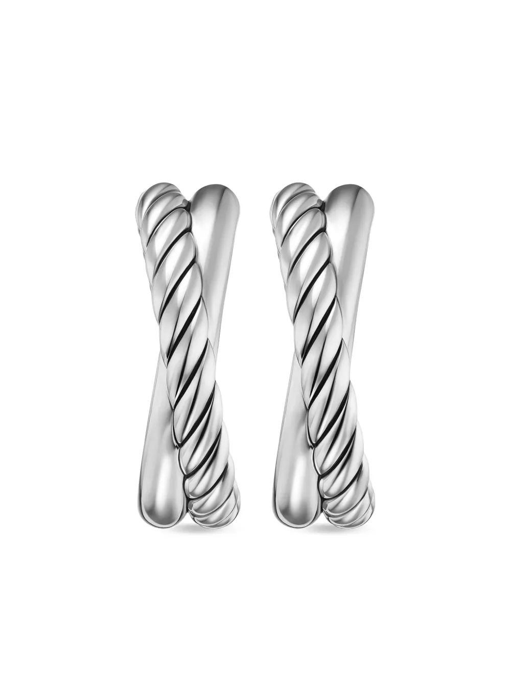 David Yurman sterling silver Cable Hoop earrings - シルバートーン David Yurman sterling silver Cable Hoop earrings - シルバートーン
