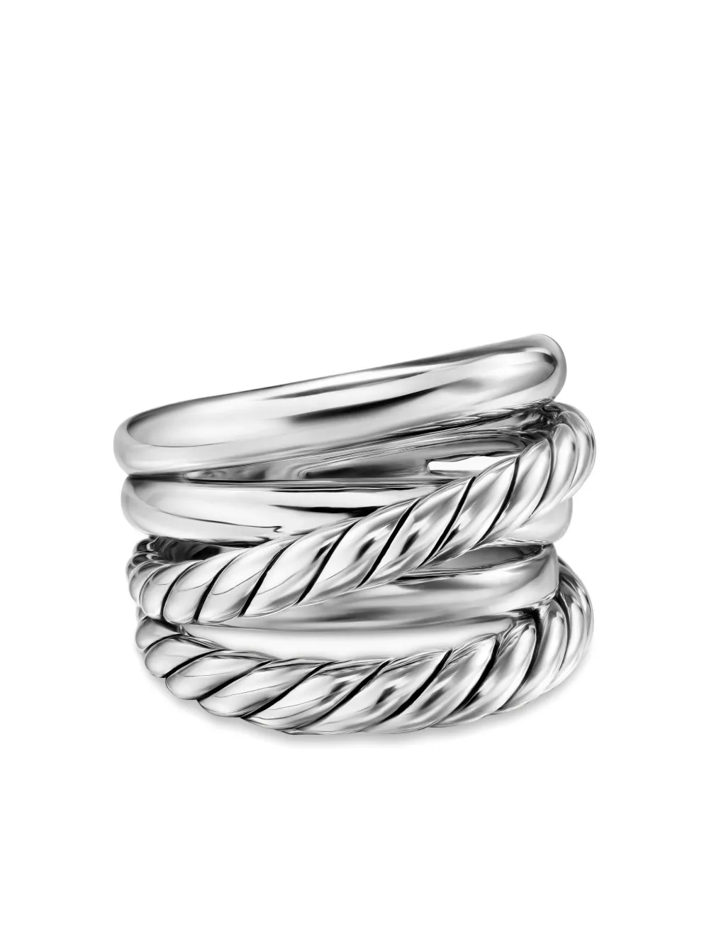 David Yurman Sterling Silver Five Row Cable Ring In Metallic