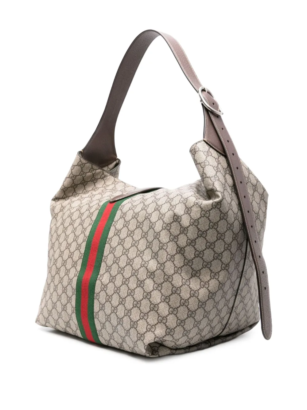 Gucci GG Supreme Web stripe shoulder bag Bruin
