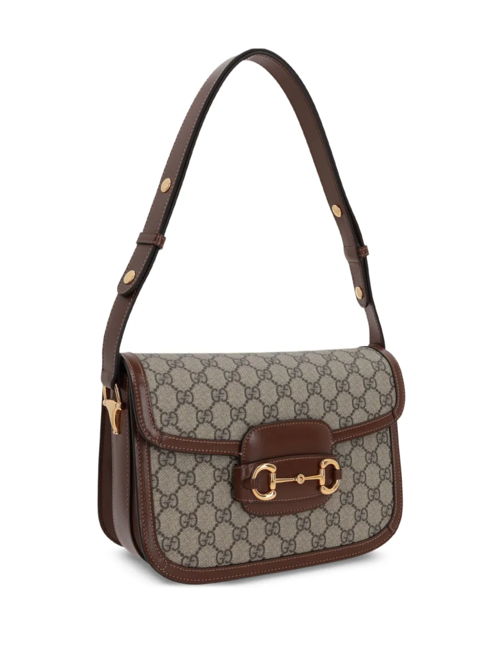 Gucci GG Supreme 1955 Horsebit schoudertas Beige