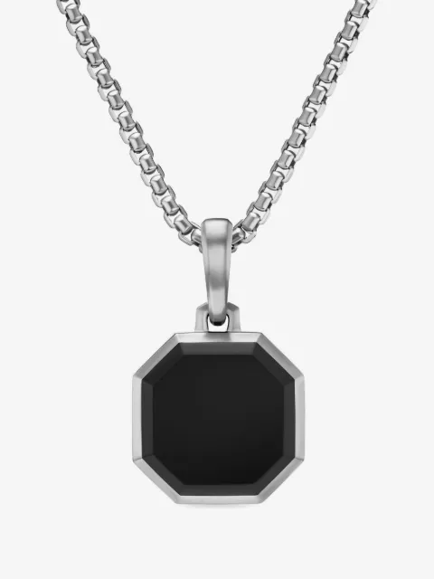 David Yurman sterling silver octagon onyx necklace