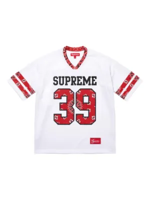 Supreme Sequin Football Jersey T-shirt | Blue | FARFETCH JO