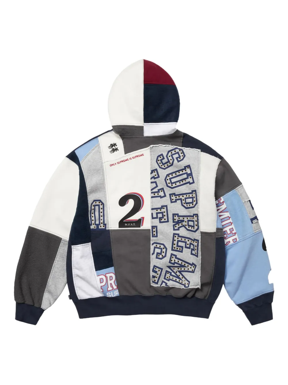 Supreme Hoodie met patchwork en rits Blauw
