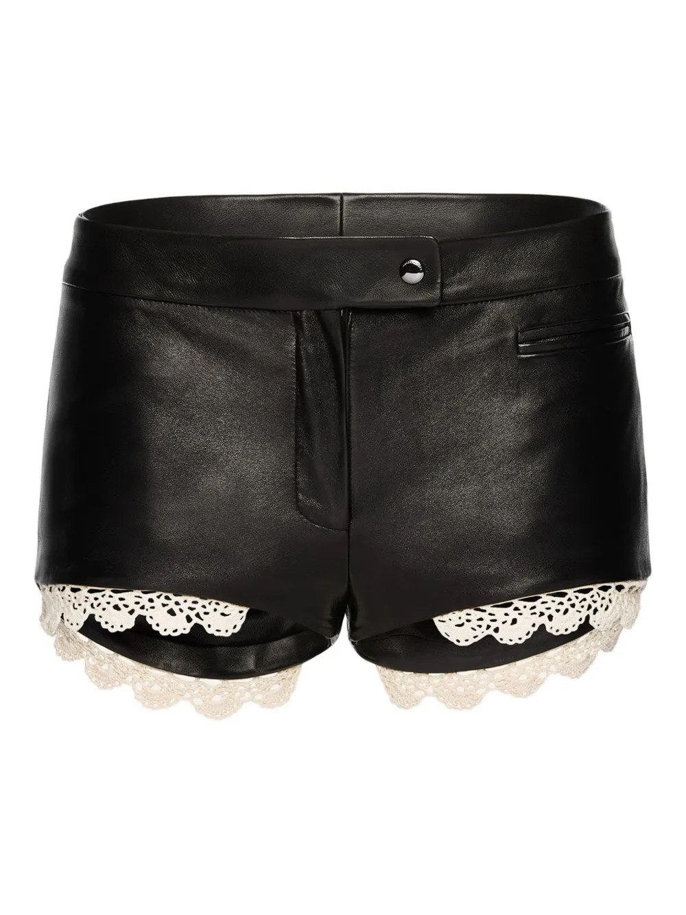 Magda Butrym Leather Lace-trimmed Shorts In Black