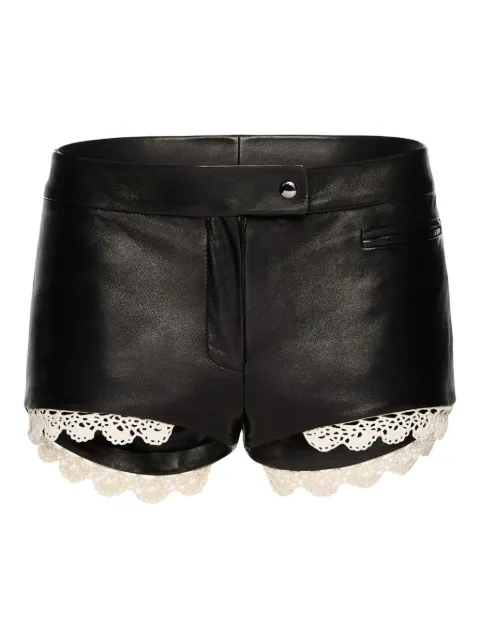 Magda Butrym leather lace-trimmed shorts