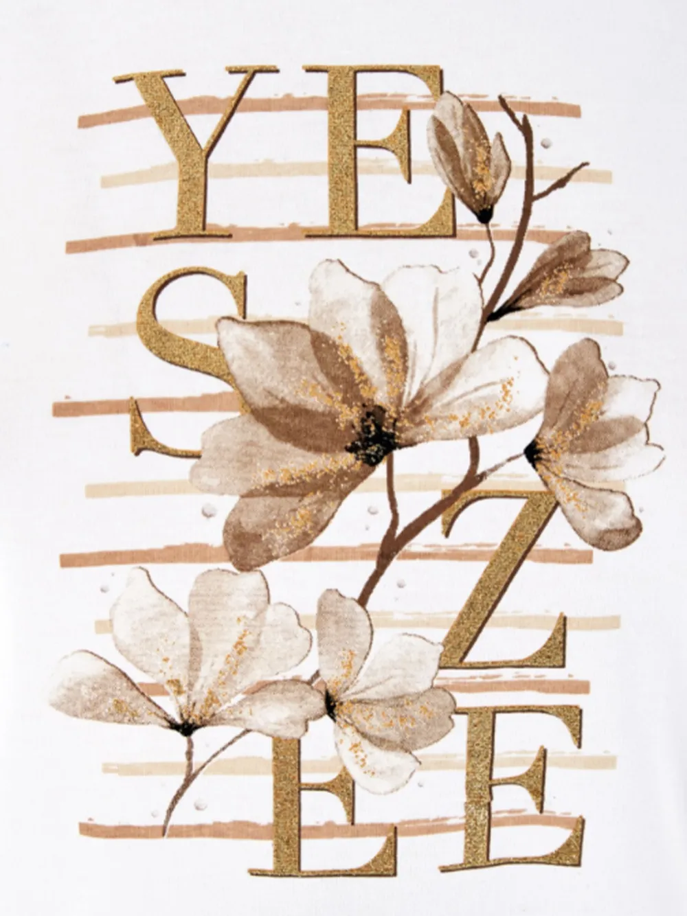 YES ZEE KIDS floral-print gold-lettering T-shirt | Girls T-Shirts | Image 2