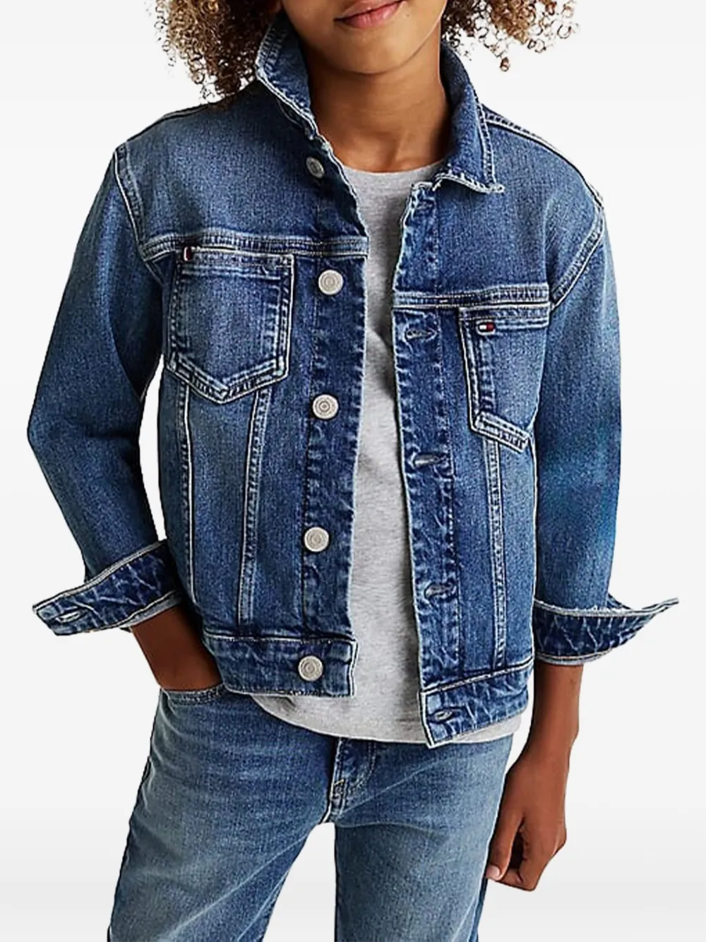 Tommy Hilfiger Junior Spijkerjack met knopen Blauw