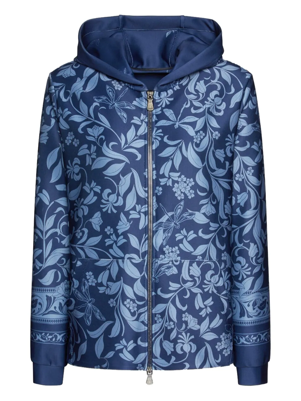 ELENA MIRO` floral-print hooded jacket | Blue | Image 1