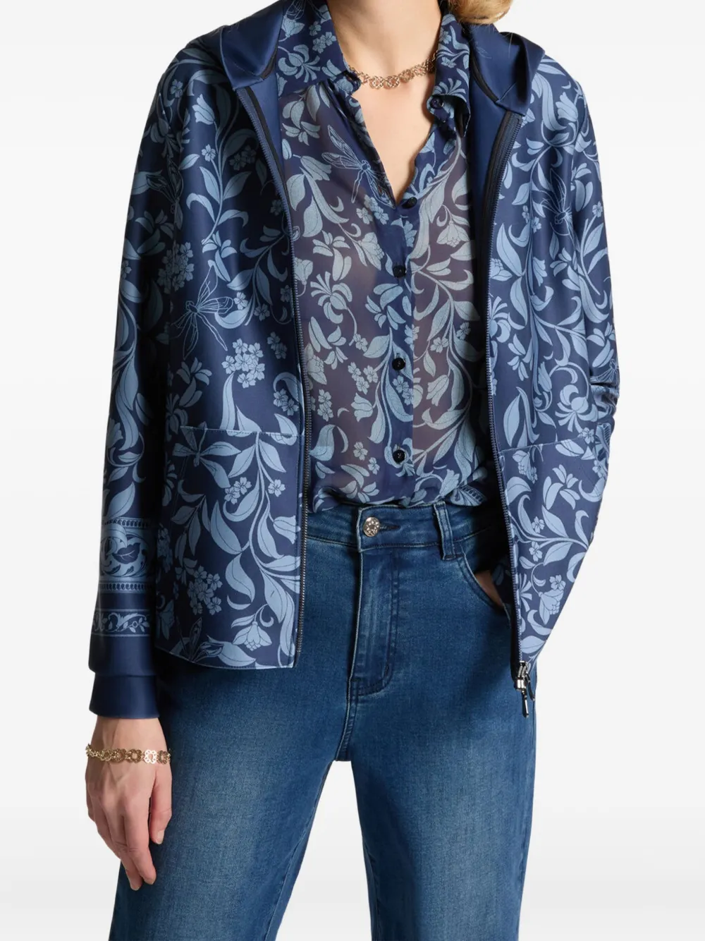 ELENA MIRO` floral-print hooded jacket | Varsity Jackets | Image 2