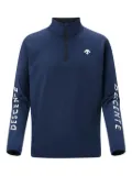 DESCENTE T-neck half-zip logo-sleeve T-shirt - Blue