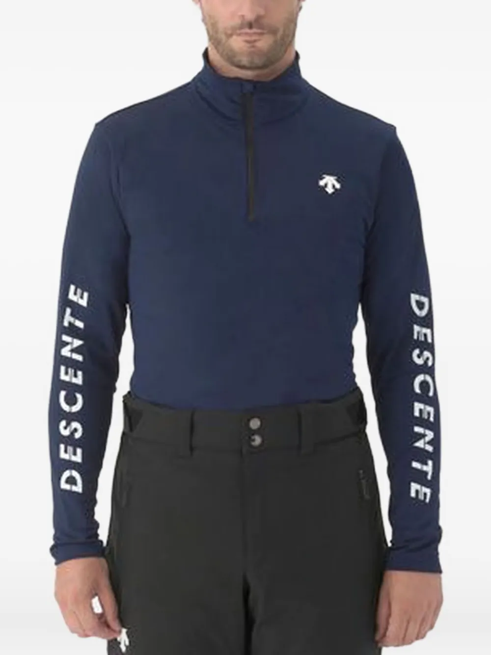 DESCENTE T-neck half-zip logo-sleeve T-shirt | Ski Tops | Image 2