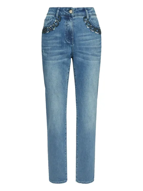 ELENA MIRO` Rose bead-embellished jeans