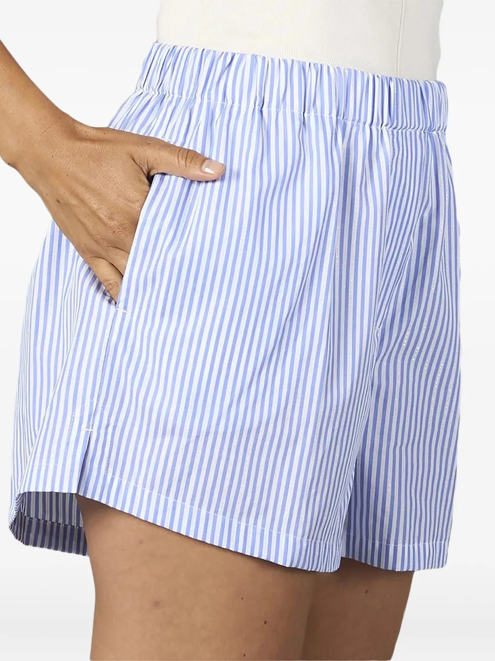 Cruna Gestreepte shorts met elastische tailleband Blauw