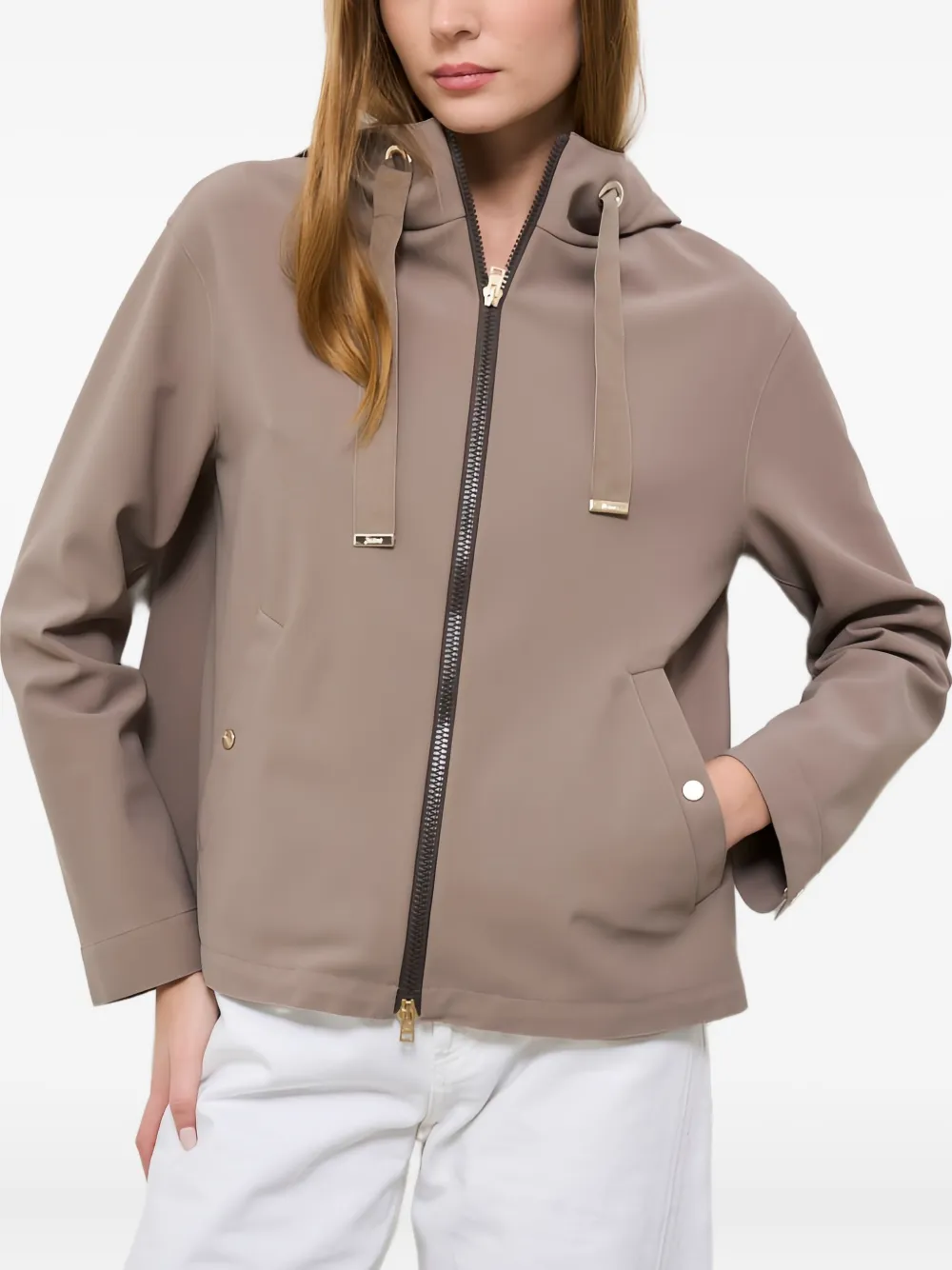 Herno hooded zip-up jacket Beige