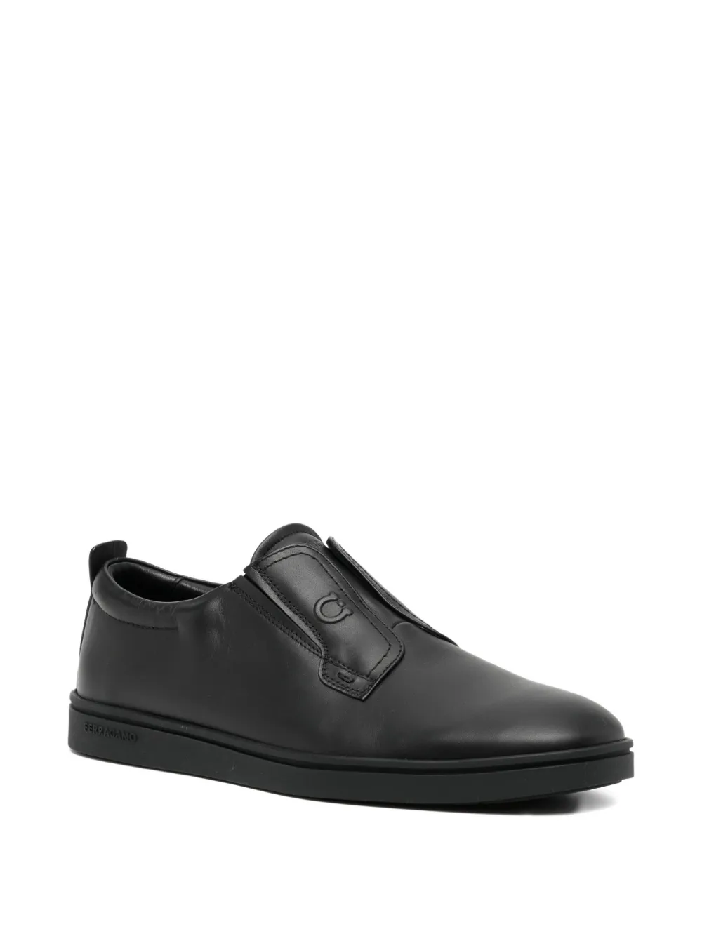 Ferragamo leather slip-on sneakers Black