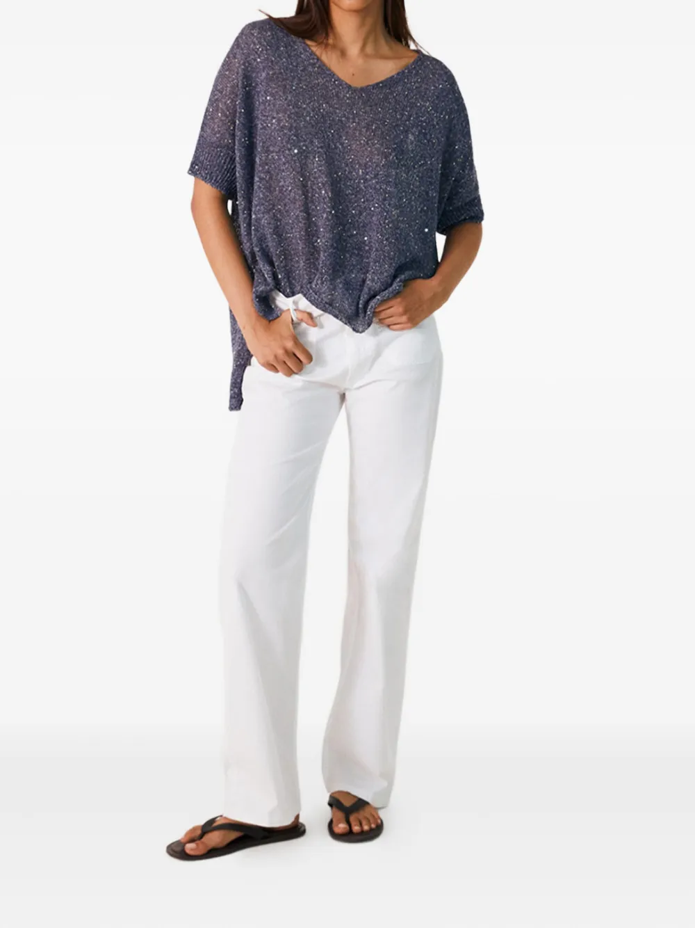 BIANCALANCIA sequin-embellish v-neck sweaters | Knitted Sweaters | Image 2