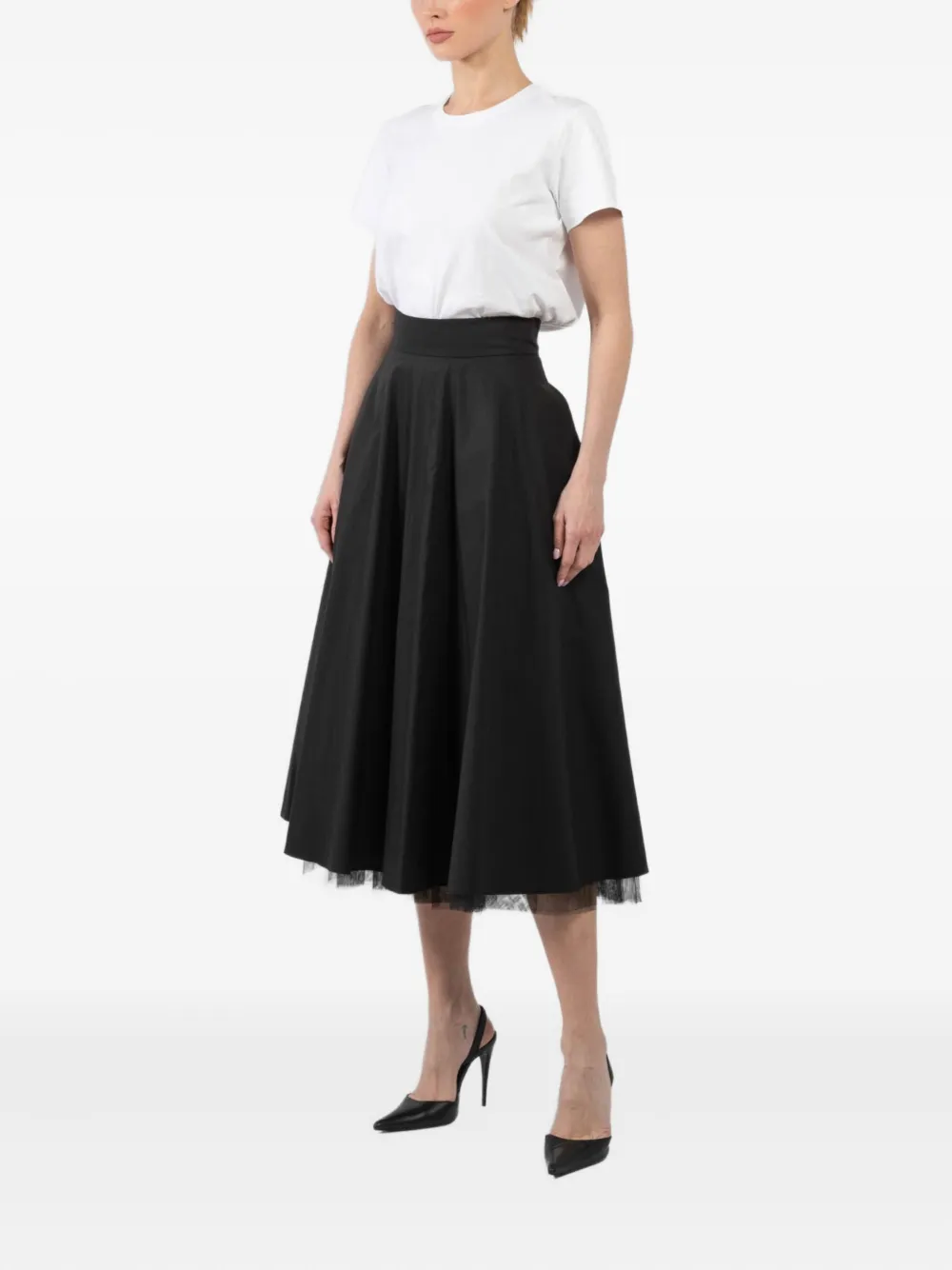 Dorothee Schumacher tulle-trimmed midi skirt Zwart
