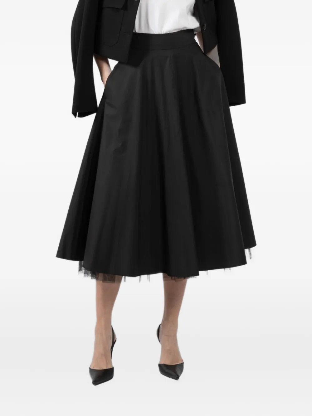 Dorothee Schumacher tulle-trimmed midi skirt Zwart