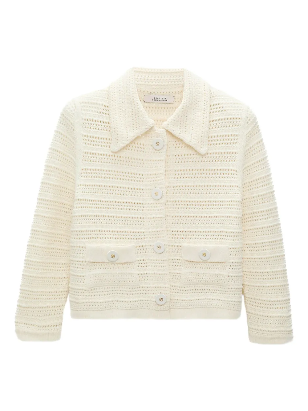 Dorothee Schumacher Open-knit Buttoned Cardigan In White