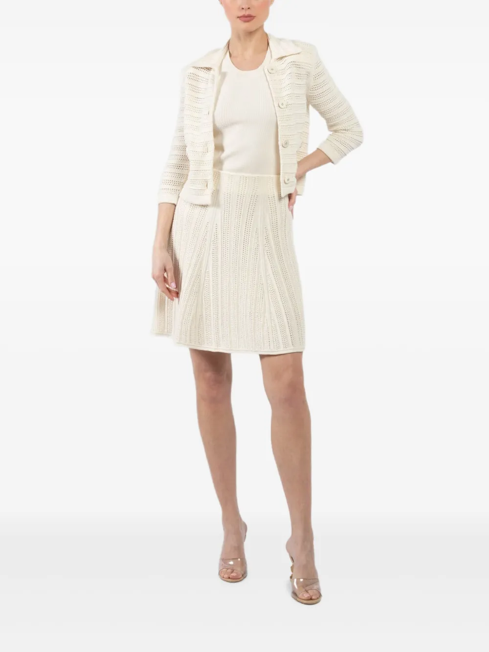 Dorothee Schumacher Open-knit Buttoned Cardigan In White