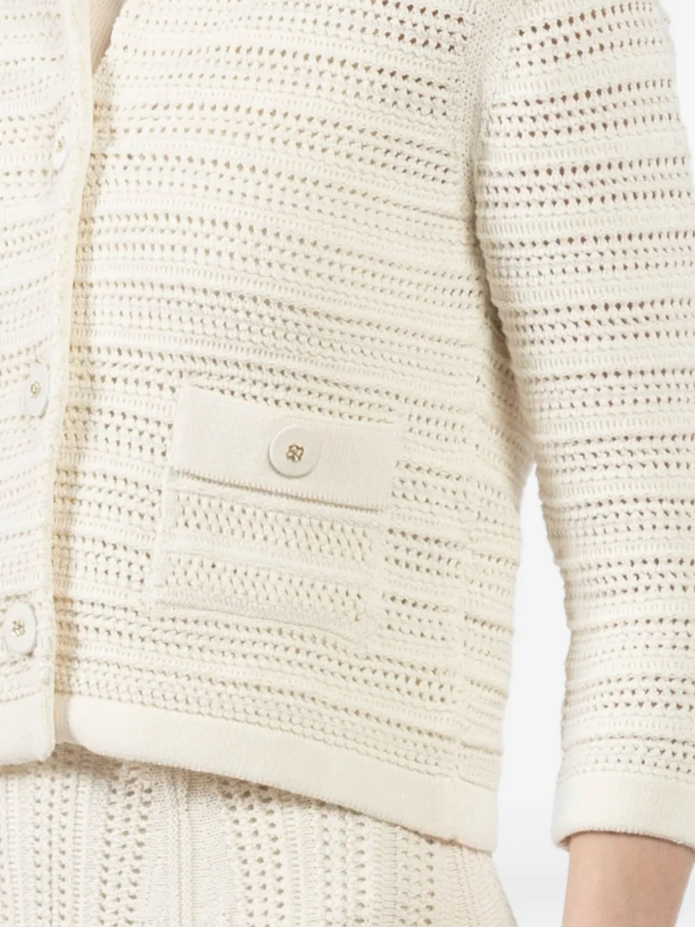 Dorothee Schumacher Open-knit Buttoned Cardigan In White