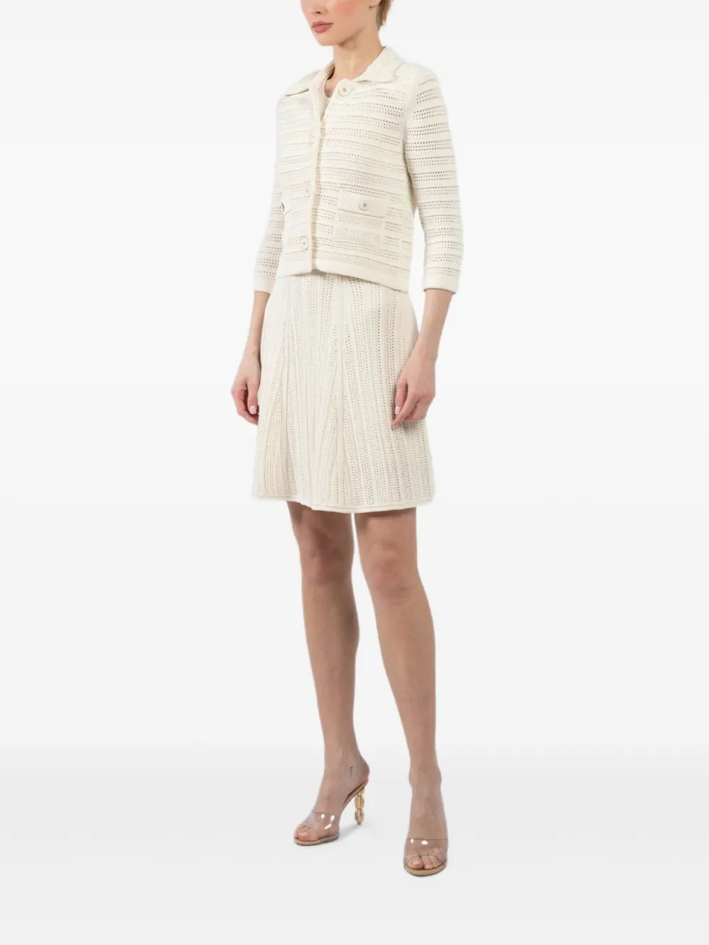 Dorothee Schumacher Open-knit Buttoned Cardigan In White