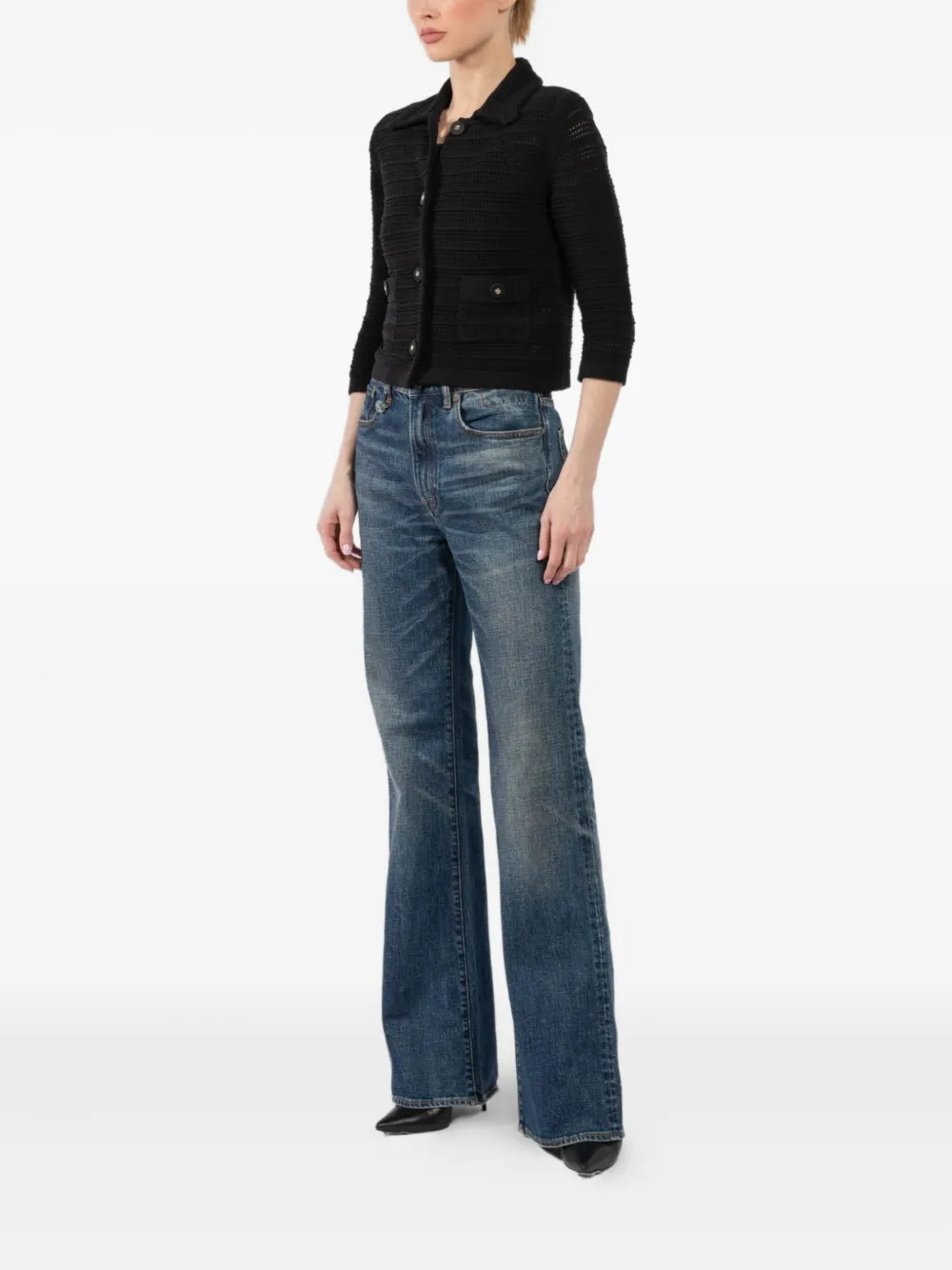 Dorothee Schumacher crochet-knit button cardigan Zwart