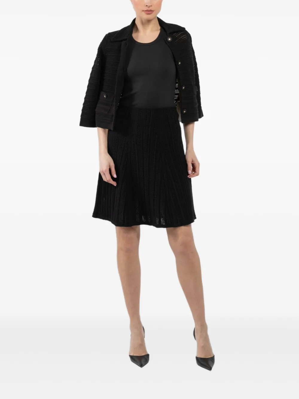 Dorothee Schumacher textured flared mini skirt Zwart