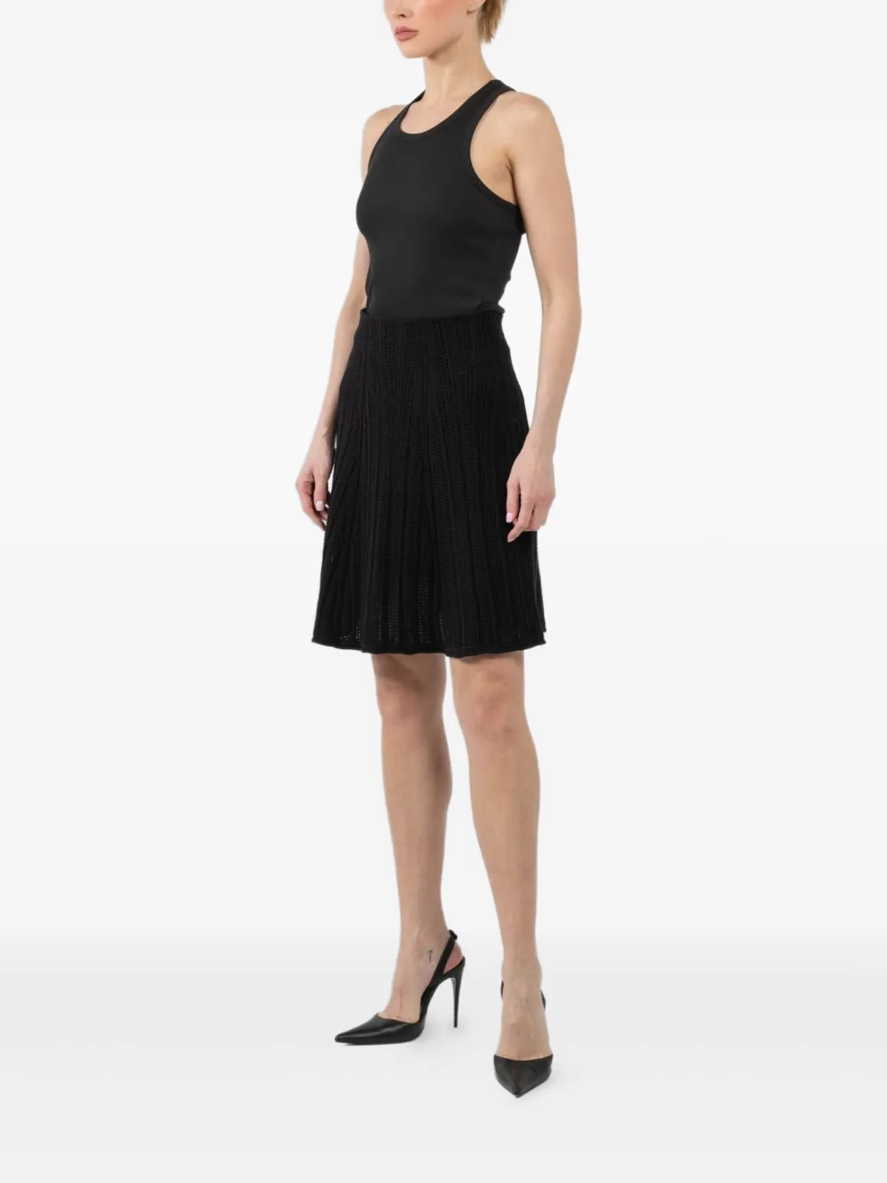 Dorothee Schumacher textured flared mini skirt Zwart