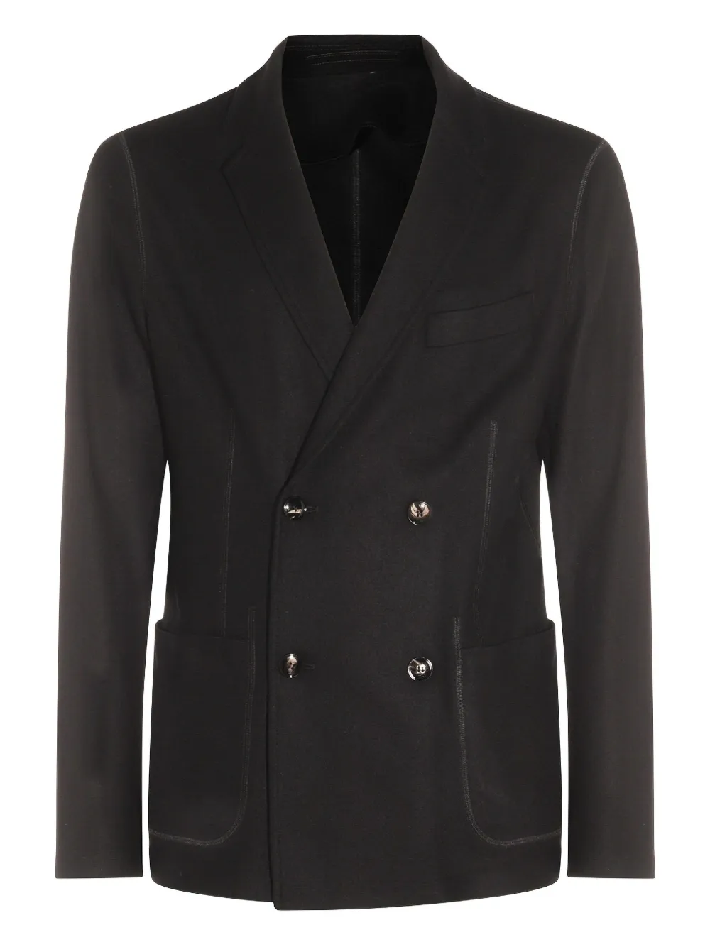 Giorgio Armani double-breasted patch-pocket jacket Zwart