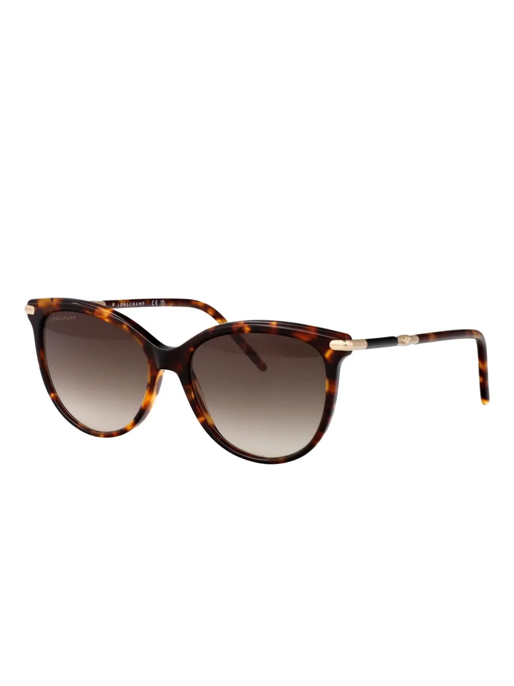 Longchamp Zonnebril met cat-eye montuur en schildpadschild design Bruin