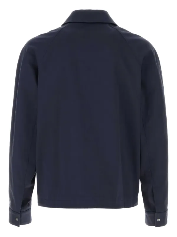 FENDI logo-appliqué zip-up Jacket | Blue | FARFETCH
