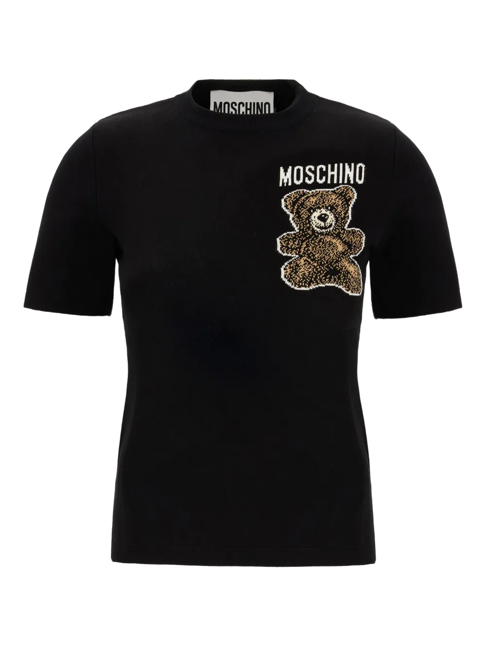 Moschino teddy-embroidered T-shirt Zwart