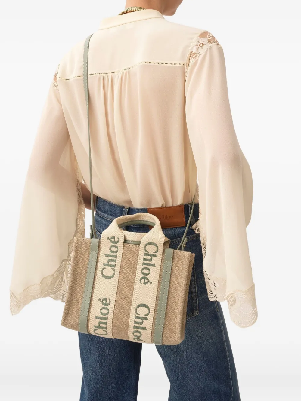 Chloé Shopper met logo Beige