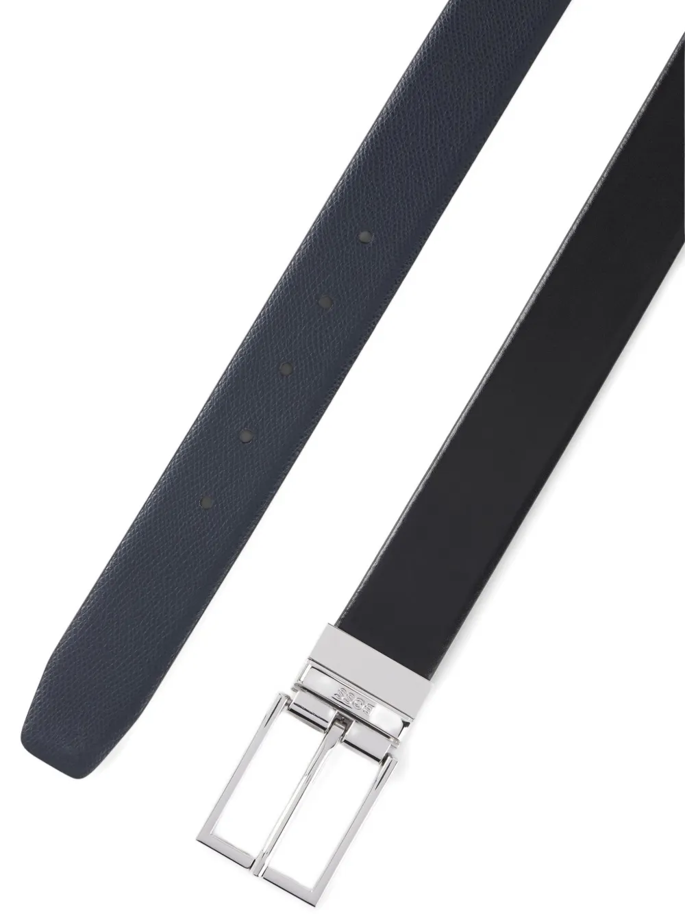 Hugo Boss Reversible Belt In Italian Leather With Polished Hardware In Black