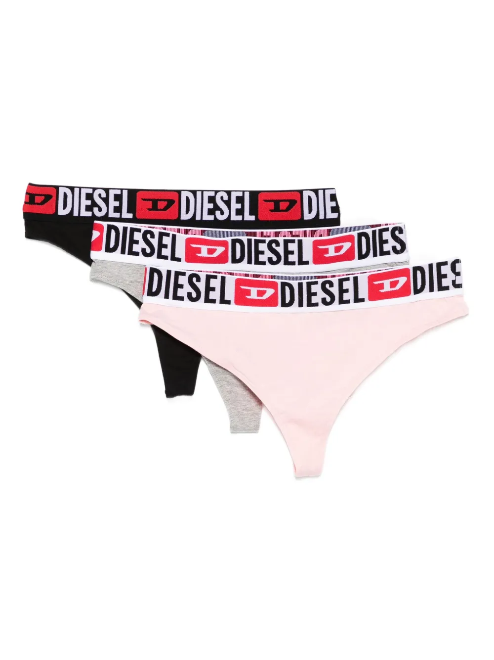 Diesel logo-waistband thong (pack of three) - Nero