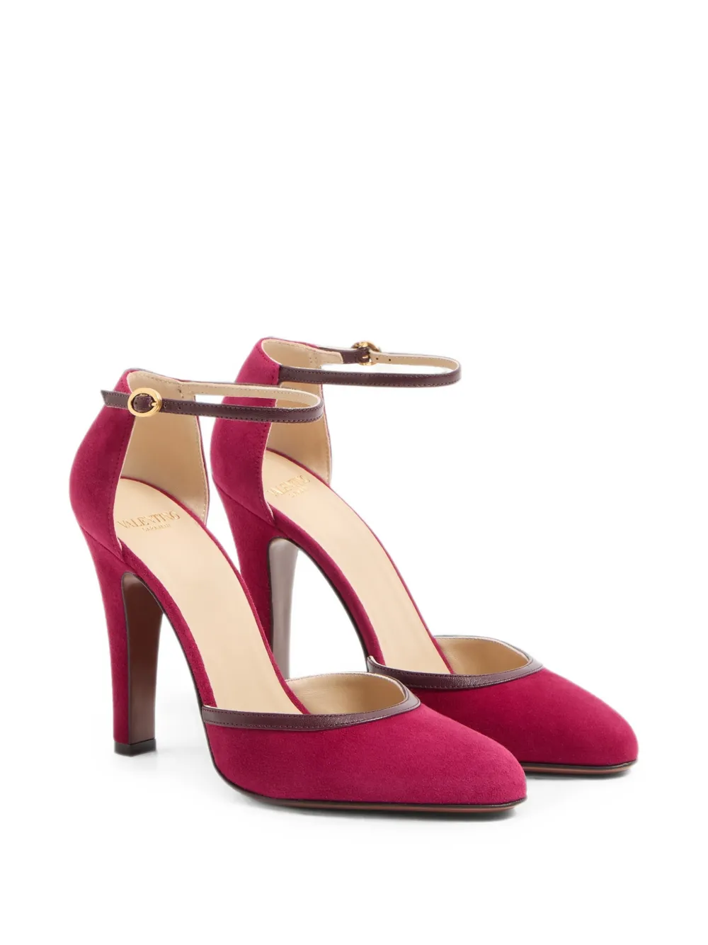 Valentino Garavani 105 mm suède pumps met enkelbandje Rood