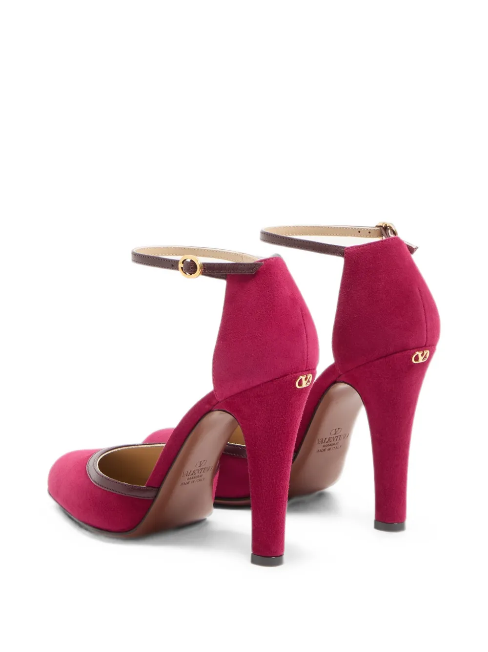 Valentino Garavani 105 mm suède pumps met enkelbandje Rood