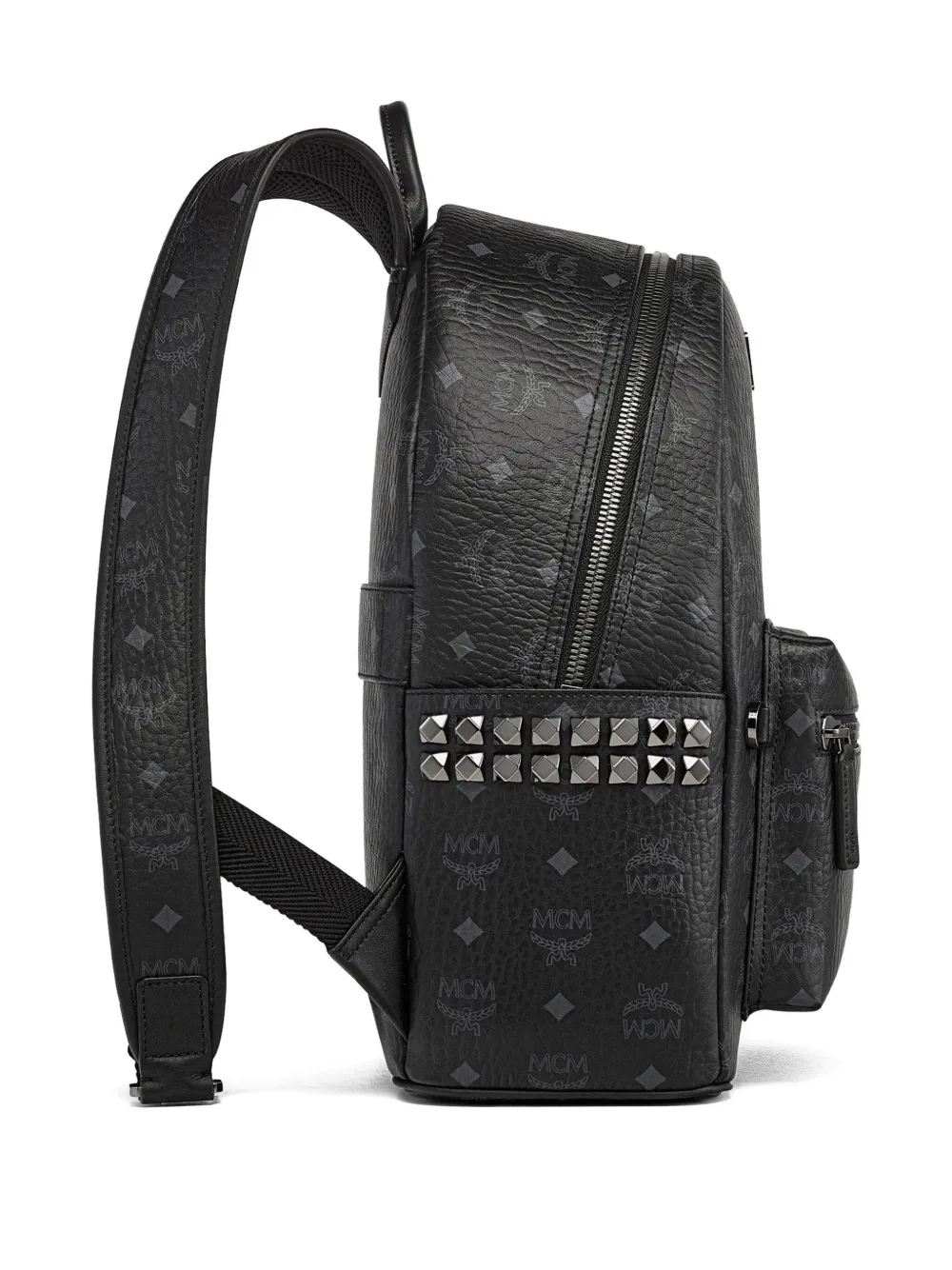 MCM Zaini rugzak met monogram en studs Zwart