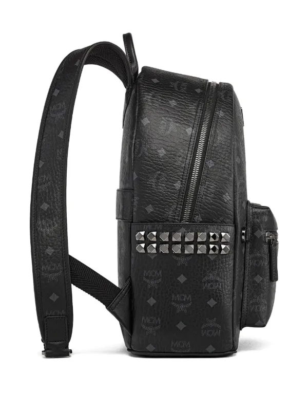 MCM Zaini Studded Monogram Backpack | Black | FARFETCH