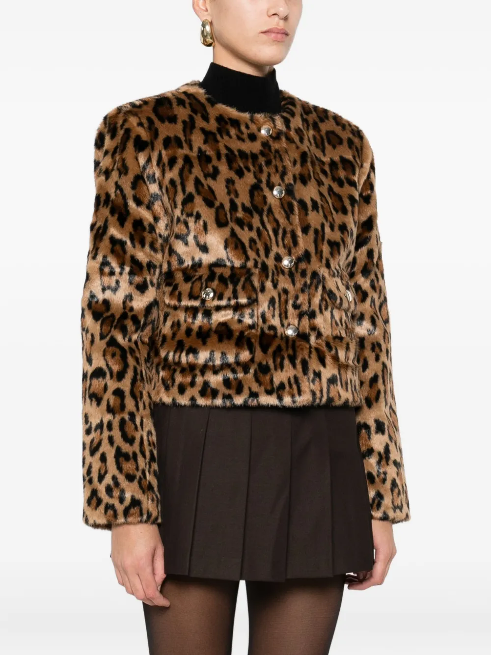 LEOPARD-PRINT BUTTONED JACKET