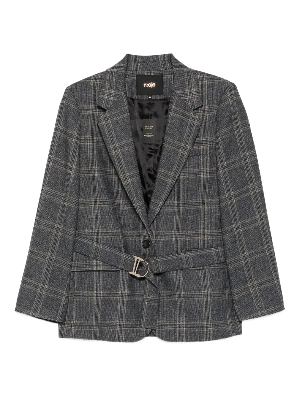 Maje checked belted blazer | Grey | Image 1