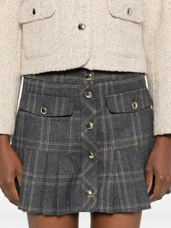 Maje チェック プリーツミニスカート | グレー | FARFETCH JP