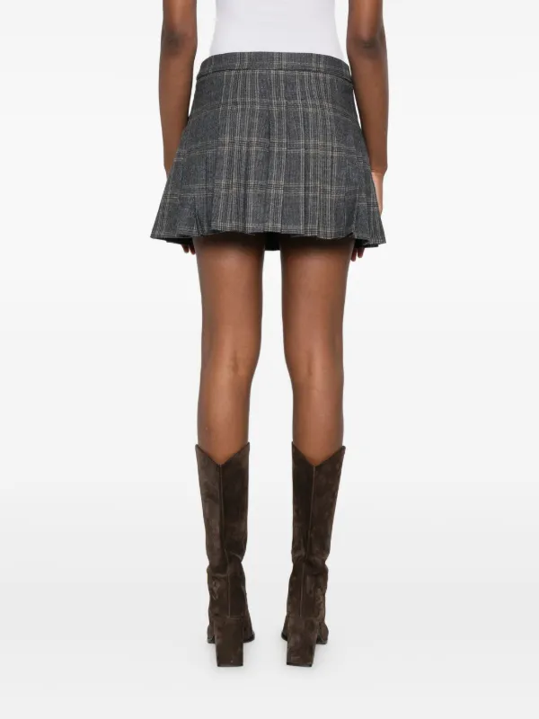 Maje Pleated Checked Button Mini Skirt Grey FARFETCH PH