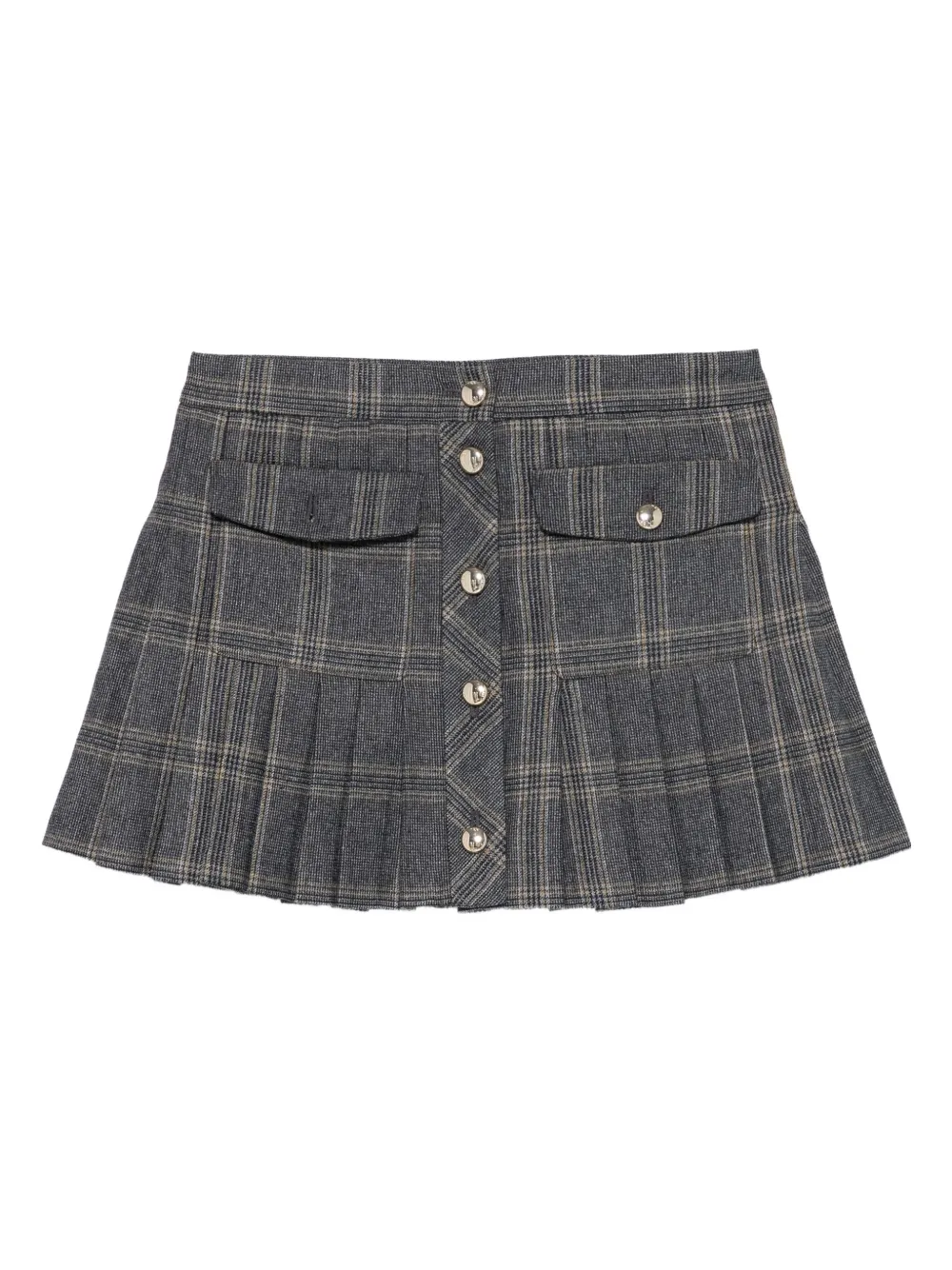 Maje pleated checked button mini skirt | Grey | Image 1