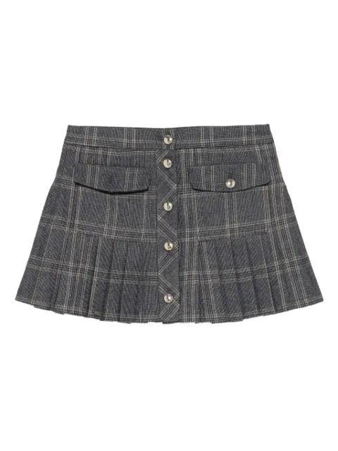 Maje pleated checked button mini skirt