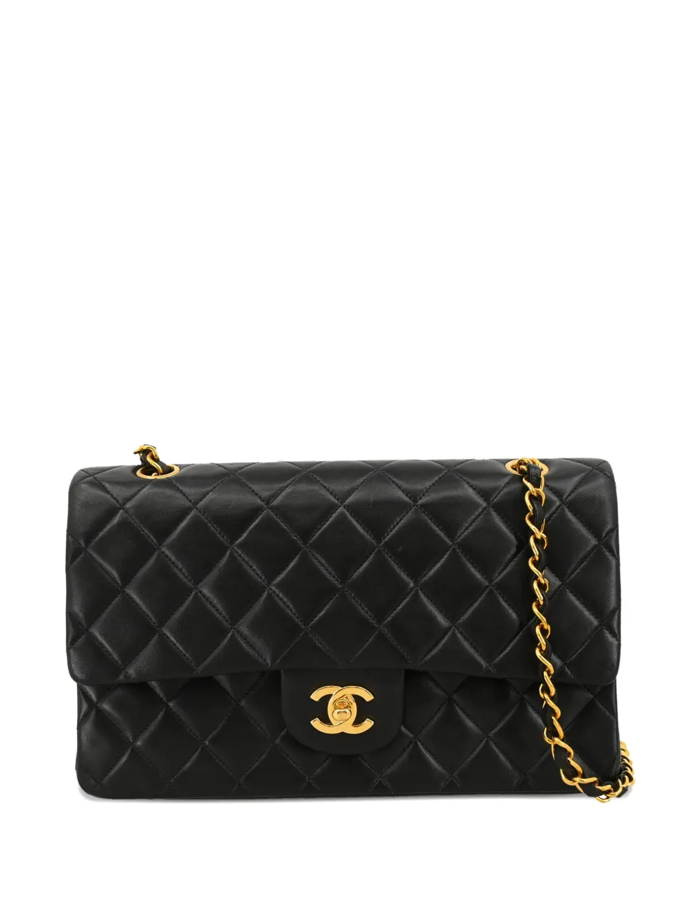 CHANEL Pre-Owned 1995 ダブルフラップ ショルダーバッグ M - ブラック CHANEL Pre-Owned 1995 ダブルフラップ ショルダーバッグ M - ブラック