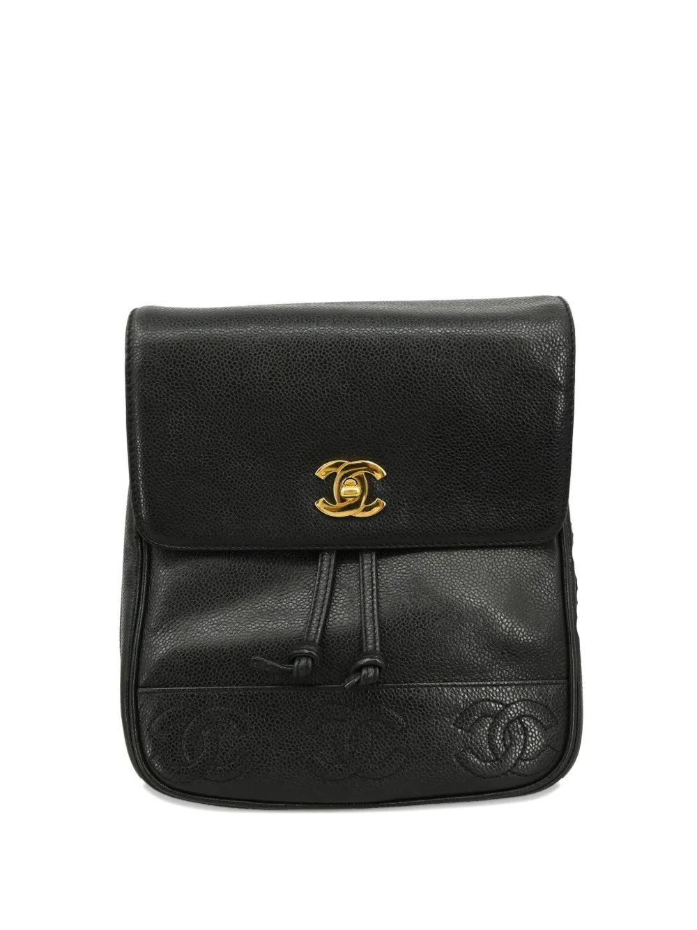 CHANEL Pre-Owned 1997 トリプル ココマーク バックパック - ブラック CHANEL Pre-Owned 1997 トリプル ココマーク バックパック - ブラック
