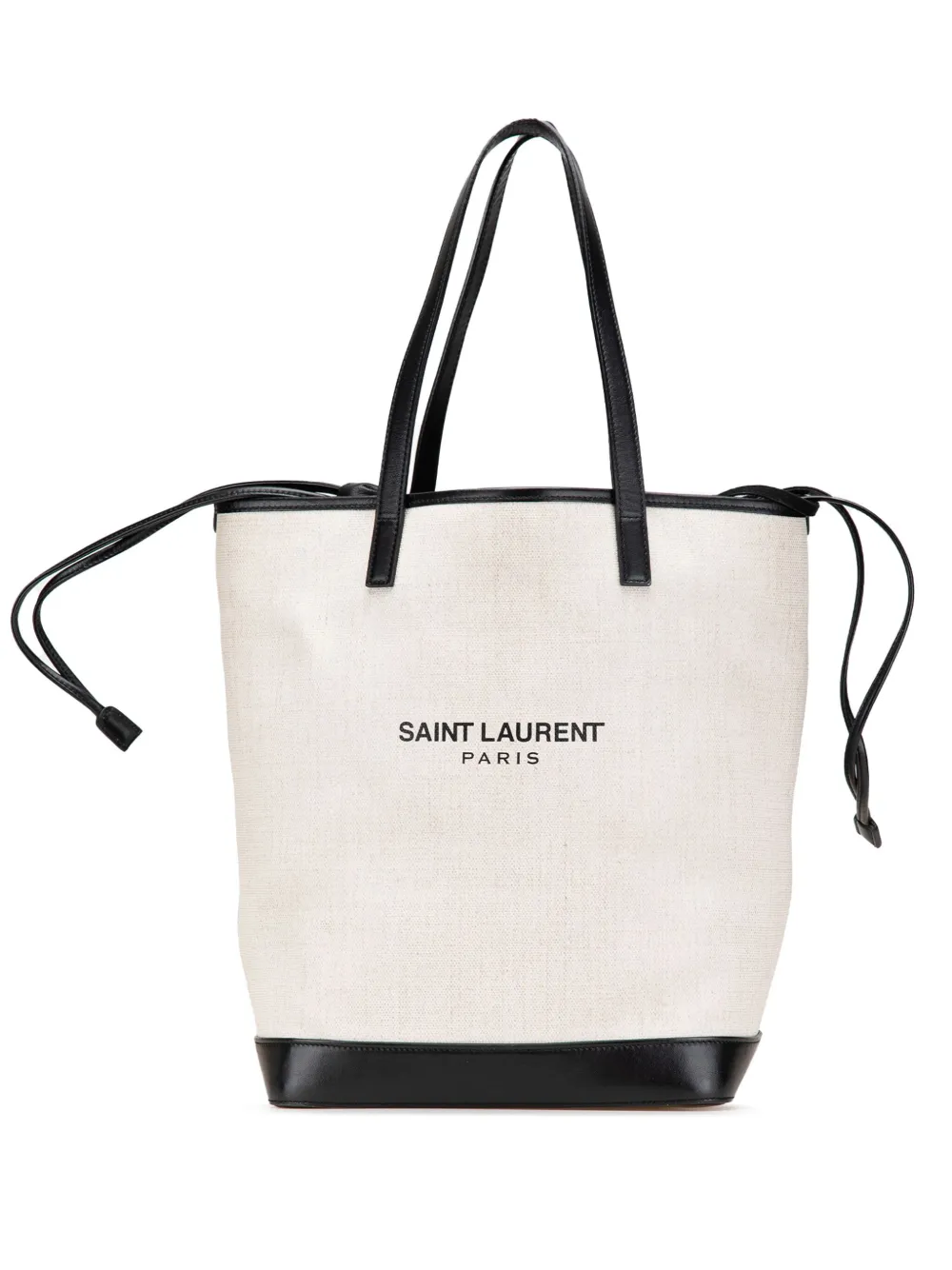 Saint Laurent Pre-Owned 2018 Canvas Teddy Drawstring Shopping tote bag | White | Image 1
