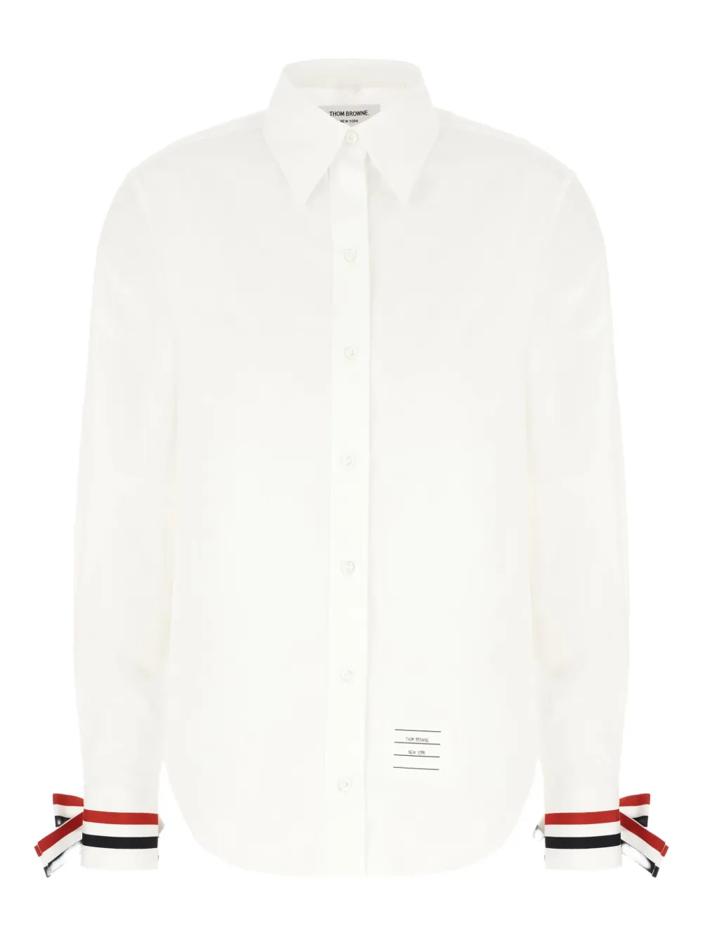 ribbon-cuff cotton shirt